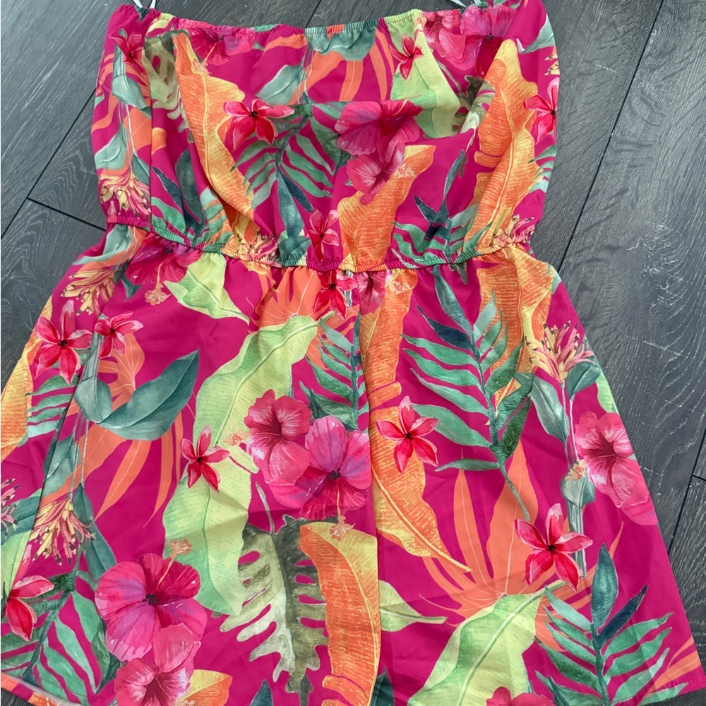 Tropical Floral Strapless romper